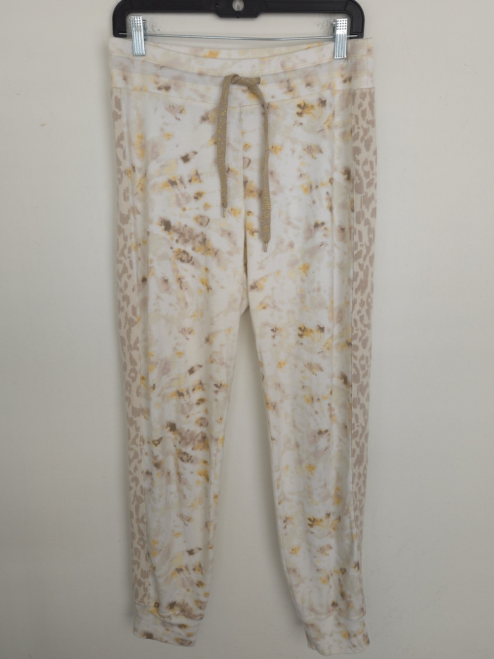 Johnny Was CALME Neutral Cream Tie-Dye Joggers Animal Print Boho Pant Size S